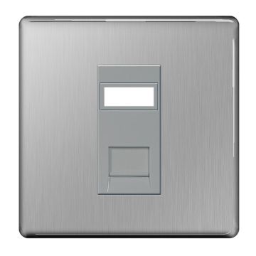 Image of Avenue Screwless Brushed Steel Single RJ45 Data Socket FBSRJ451