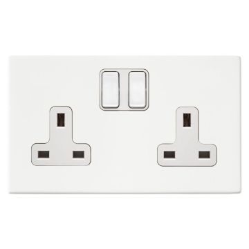 Image of Avenue Screwless Slim 13A Double Socket 2 Gang Matt White AVLSS132