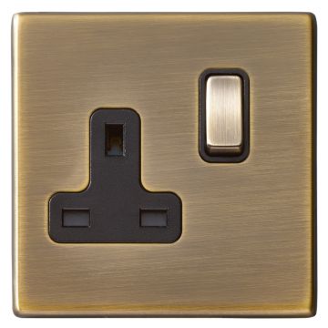 Image of Avenue Screwless Slim 13A Single Socket 1 Gang Antique Brass AVLSS131