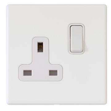 Image of Avenue Screwless Slim 13A Single Socket 1 Gang Matt White AVLSS131