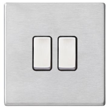 Image of Avenue Screwless Slim 2 Gang Light Switch Satin Steel Grey AVLR22