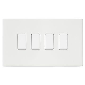 Image of Avenue Screwless Slim 4 Gang Light Switch Matt White AVLR42