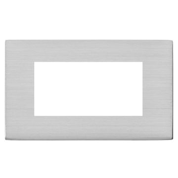 Image of Avenue Screwless Slim 4 Module EuroFix Faceplate Satin Steel 7G24EURO4