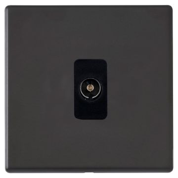 Image of Avenue Screwless Slim Aerial Socket Isolated Female Matt Black AVLTV1