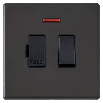 Image of Avenue Screwless Slim Switched Fused Spur Neon Matt Black AVLSSP13N