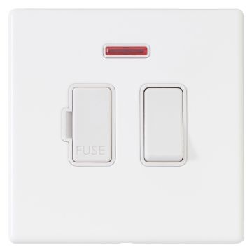 Image of Avenue Screwless Slim Switched Fused Spur Neon Matt White AVLSSP13N