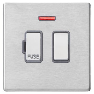 Image of Avenue Screwless Slim Switched Fused Spur Neon Satin Steel Grey AVLSSP13N