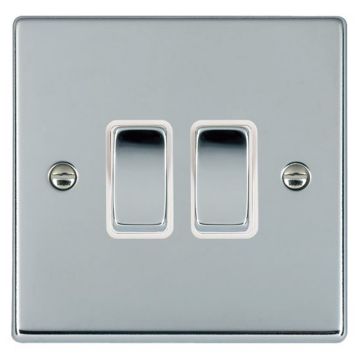 Image of Avenue Slim 2 Gang Light Switch Polished Chrome White AVSR22