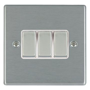 Image of Avenue Slim 3 Gang Light Switch Satin Steel White AVSR32
