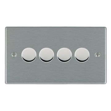 Image of Avenue Slim 4 Gang LED Dimmer Switch 100W Satin Steel AVSLDN4X100