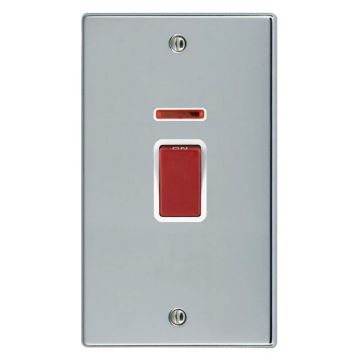 Image of Avenue Slim 45A Cooker Switch 1 Gang Neon Polished Chrome White AVS452DPN