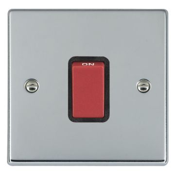 Image of Avenue Slim 45A Cooker Switch 1 Gang Polished Chrome Black AVS451DP