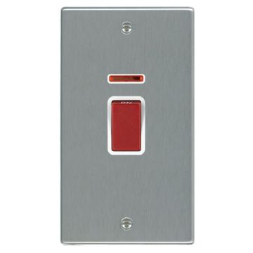 Image of Avenue Slim 45A Cooker Switch 2 Gang Neon Satin Steel White AVS452DPN