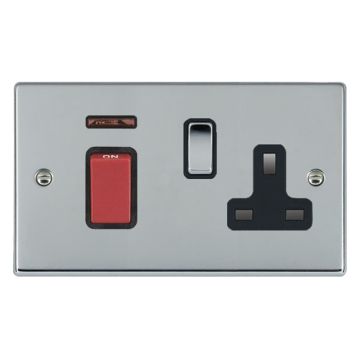 Image of Avenue Slim 45A Cooker Switch with Socket Polished Chrome Black AVSCCUN