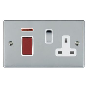 Image of Avenue Slim 45A Cooker Switch with Socket Polished Chrome White AVSCCUN
