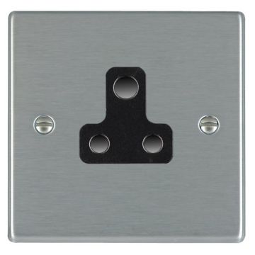 Image of Avenue Slim 5A Single Plug Socket 1 Gang Satin Steel Black AVSS51