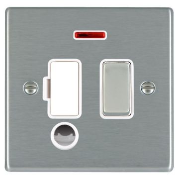 Image of Avenue Slim Switched Fused Spur Neon Flex Outlet Satin Steel White AVSSSP13NFO