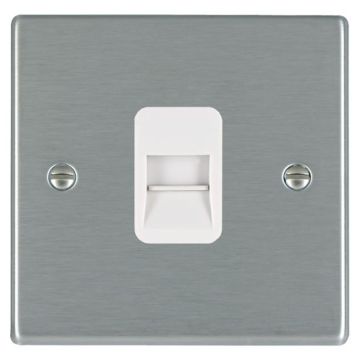 Image of Avenue Slim Telephone Master Socket Satin Steel White AVSBTMF