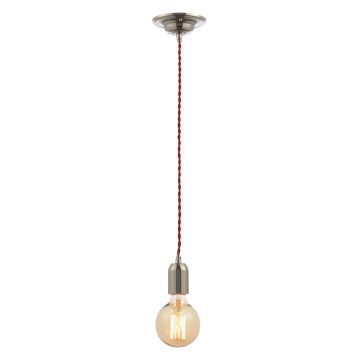 Image of Forum Inlight E27 Nickel Lampholder Red Cable INL-23519-RED