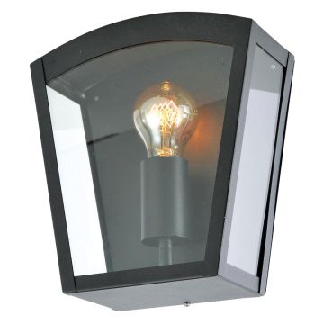 Image of Forum Zink Artemis Arched Lantern ES Black Glass ZN-20945-BLK