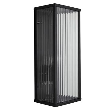 Image of Forum Zink Memphis Box Lantern Ribbed Glass ES Black ZN-38602-BLK