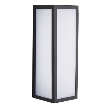 Image of Forum Zink Thetis Tall Box Lantern Opal Glass ES Black ZN-38354-BLK
