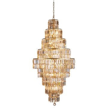 Image of Searchlight 13 Chandelier Satin Brass with Champagne Glass LPS1-5825