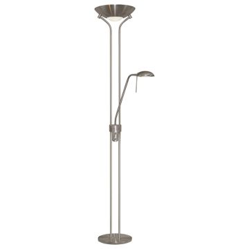 Image of Searchlight 2 Light Floor Lamp Satin Silver with Glass LPS1-5437