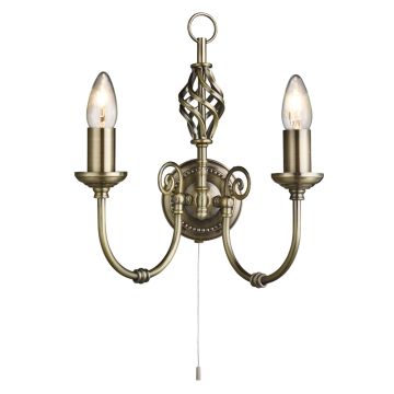 Image of Searchlight 2 Light Wall Light Antique Brass LPS1-5784