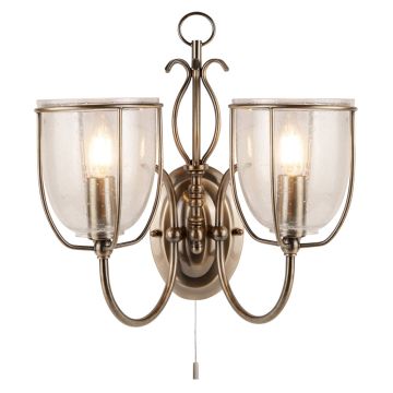 Image of Searchlight 2 Wall Light Antique Brass with Seeded Glass LPS1-5673