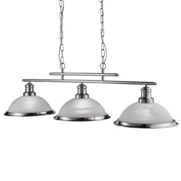 Image of Searchlight 3 Bar Pendant Satin Silver with Acid Glass LPS1-5122