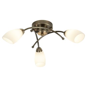 Image of Searchlight 3 Flush Antique Brass with Opal Glass LPS1-5590