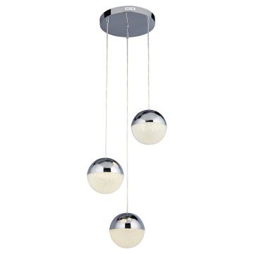 Image of Searchlight 3 Multi Drop Pendant Chrome Crushed Ice Shade LPS1-5395