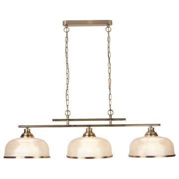 Image of Searchlight 3 Pendant Antique Brass with Holophane Style Glass 990mm LPS1-5124