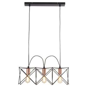 Image of Searchlight 3 Pendant Black with Copper LPS1-5033