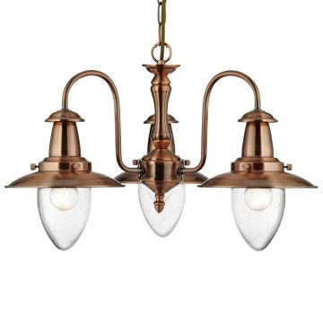 Image of Searchlight 3 Pendant Copper with Clear Seeded Glass LPS1-5264