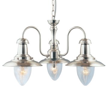 Image of Searchlight 3 Pendant Satin Silver with Clear Seeded Glass LPS1-5265