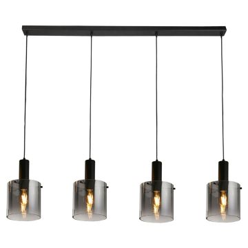 Image of Searchlight 4 Bar Pendant Black with Smoked Ombre Glass LPS1-8169