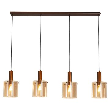 Image of Searchlight 4 Bar Pendant Mocha with Amber Glass LPS1-8170
