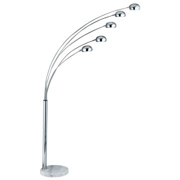 Image of Searchlight 5 Floor Lamp Chrome with White Marble Base LPS1-5295