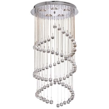 Image of Searchlight 5 Multi Drop Pendant Chrome with Clear Crystal LPS1-5307