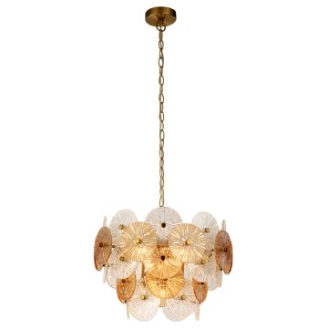 Image of Searchlight 5 Pendant Bronze with Clear with Amber Glass LPS1-8163