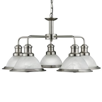 Image of Searchlight 5 Pendant Satin Silver with Glass LPS1-5114