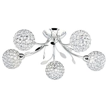 Image of Searchlight 5 Semi Flush Chrome with Clear Glass Beads LPS1-5084