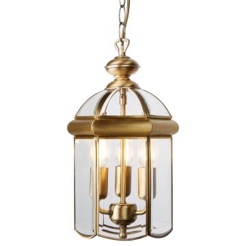 Image of Searchlight Bevelled 3 Pendant Antique Brass with Glass LPS1-5100