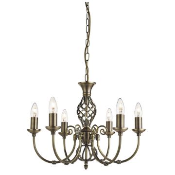 Image of Searchlight Ceiling Pendant 6 Light Antique Brass LPS1-5786