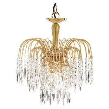 Image of Searchlight Crystal Chandelier 3 Lights Gold LPS1-5763