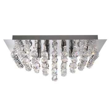 Image of Searchlight Flush Ceiling Light 6 Light Crystal and Chrome LPS1-5327