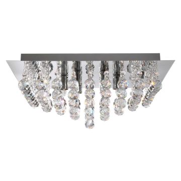 Image of Searchlight Flush Ceiling Light Crystal and Chrome Square LPS1-5326