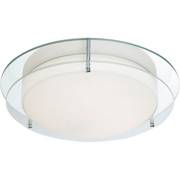 Image of Searchlight Flush Chrome Mirror Opal Glass IP44 LPS1-5361